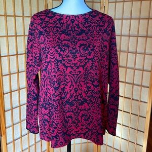 J.Jill Sweater Red Black Embellished Sparkle Sweater